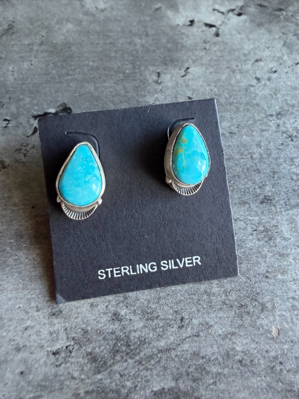 Sonoran Blue Turquoise Teardrop Stud Earrings